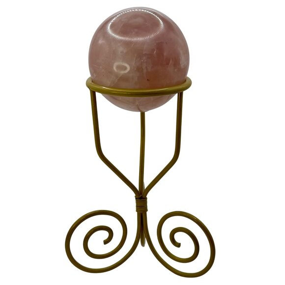 Vintage Gold Metal Spiral Twist Sphere Crystal Ball Stand Orb Stand Crystal Disp - Picture 2 of 5